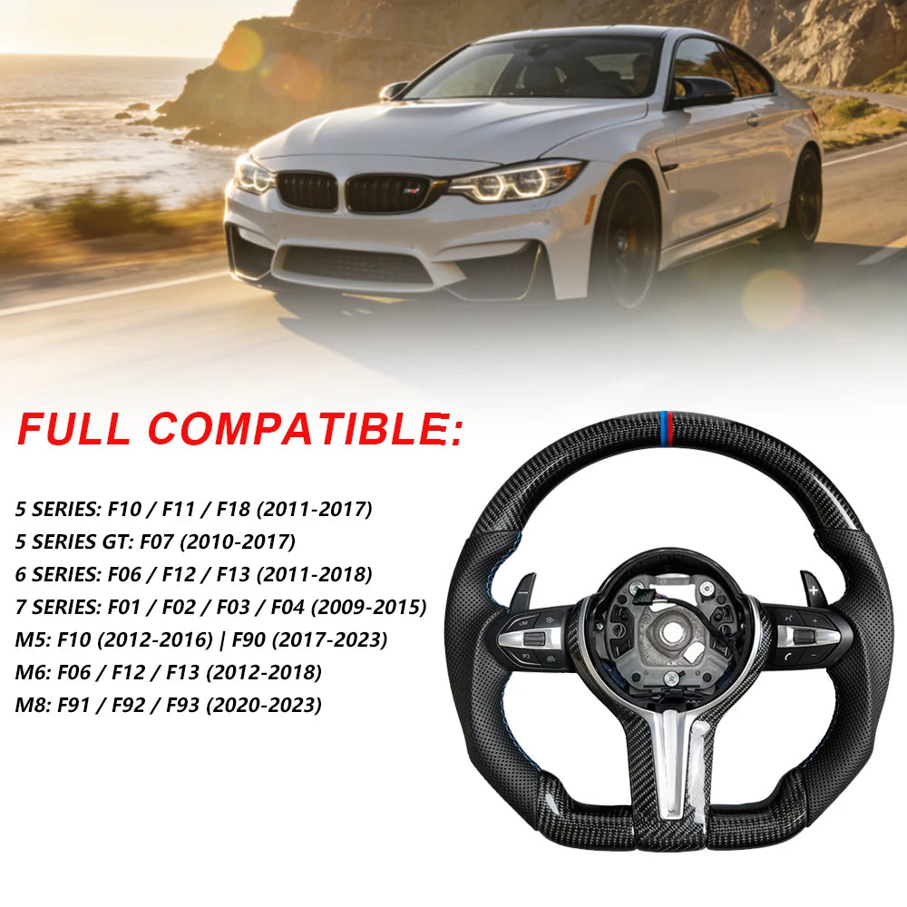 MAXEAGLE For BMW M3 F30 F15 F16 F20 F22 F25 F48 M5 F10 F06 F07 F18 F06 F12 E70 E71 E81 E84 E90 Carbon fiber steering wheel