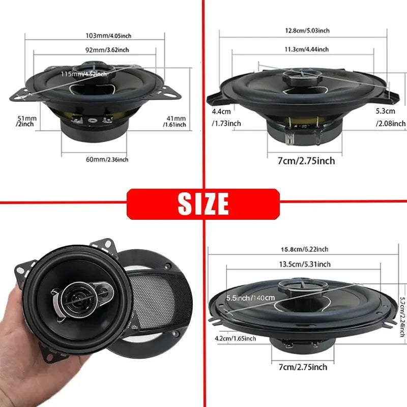 1Pair 4/5/6 Inch 3-Way Car HiFi Coaxial Speaker 280W/320W/400W Auto Music Stereo Universal Car Door Full Range Speakers Woofer