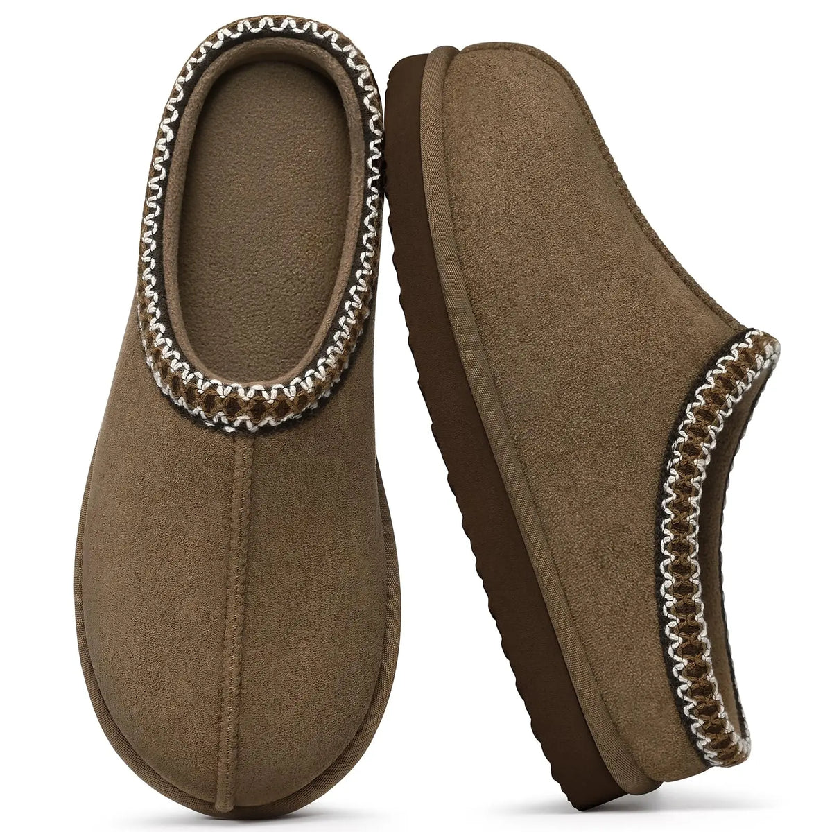 Litfun Classic Faux Suede Slippers for Women Memory Foam Fuzzy House Shoes Cozy and Warm Hard Bottom Indoor Outdoor Cotton Shoes