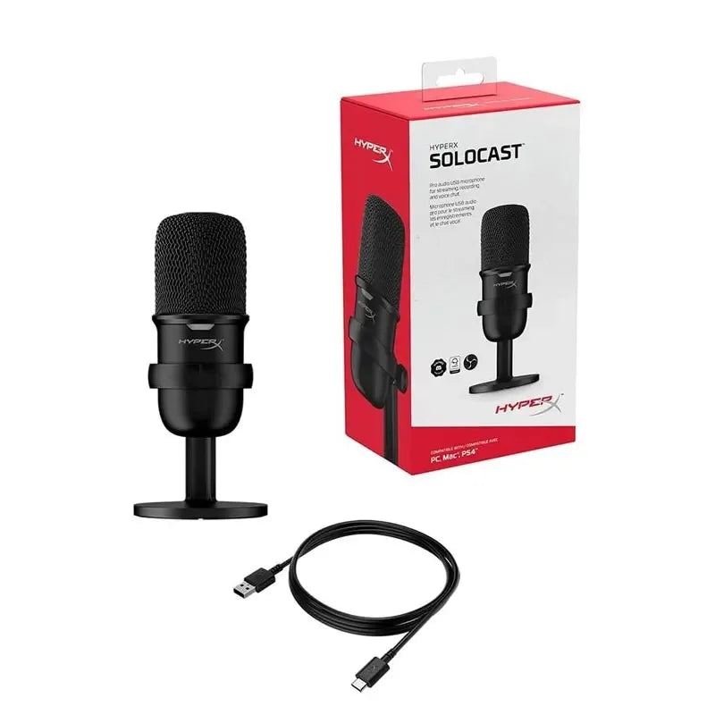 2026 HyperX SoloCast Gaming Microphone Pro Electronic Sports Tap-to-Mute Sensor USB Condenser Gamer Mic for Computer/PC/PS