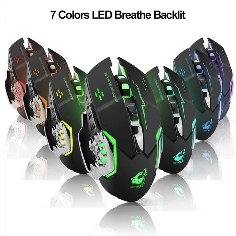 2.4G Wireless Mouse Bluetooth Mouse RGB Backlit Gaming Mouse Rechargeable Mice Silent Mouse Adjustable DPI Mouse for PC Laptop