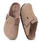 Asgard Women Suede Clogs Genuine Leather Mules Adjustable Buckle with Comfort Cork Footbed and Arch Support Aldult Potato Shoes