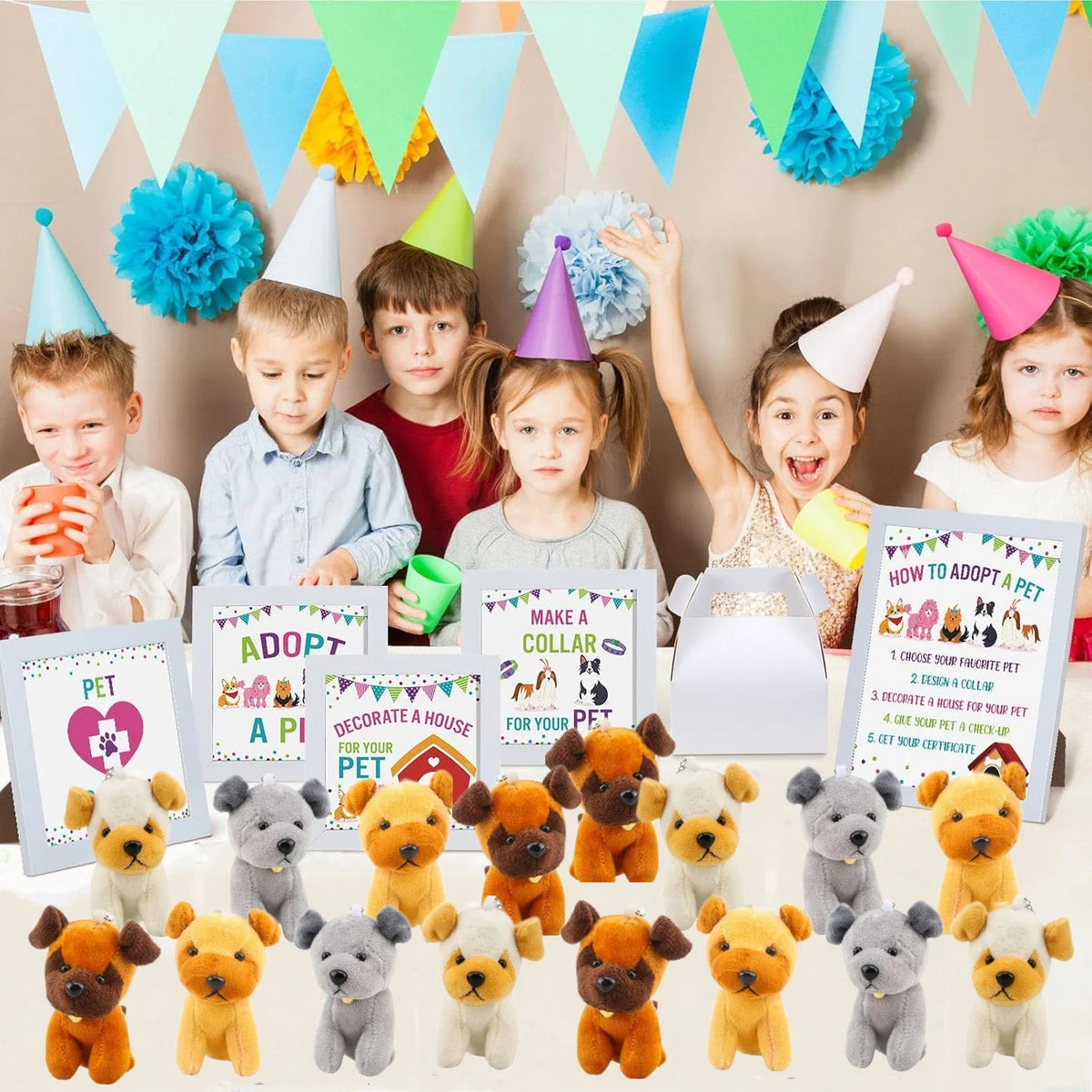 12/24PCS Mini Plush Dogs Bulk 12cm Puppy Stuffed Animals Soft Cute Small Dogs for Goodie Bags Baby Shower Birthday Party Favors