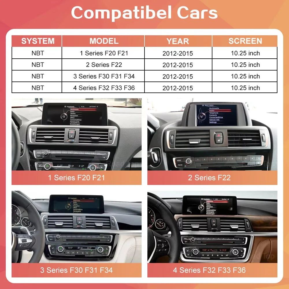 1920*720 Wireless Carplay Multimedia Screen Android Auto For BMW 1 2 3 4 Series F20 F21 F22 F23 F45 F30 F31 F33 F36 NBT System
