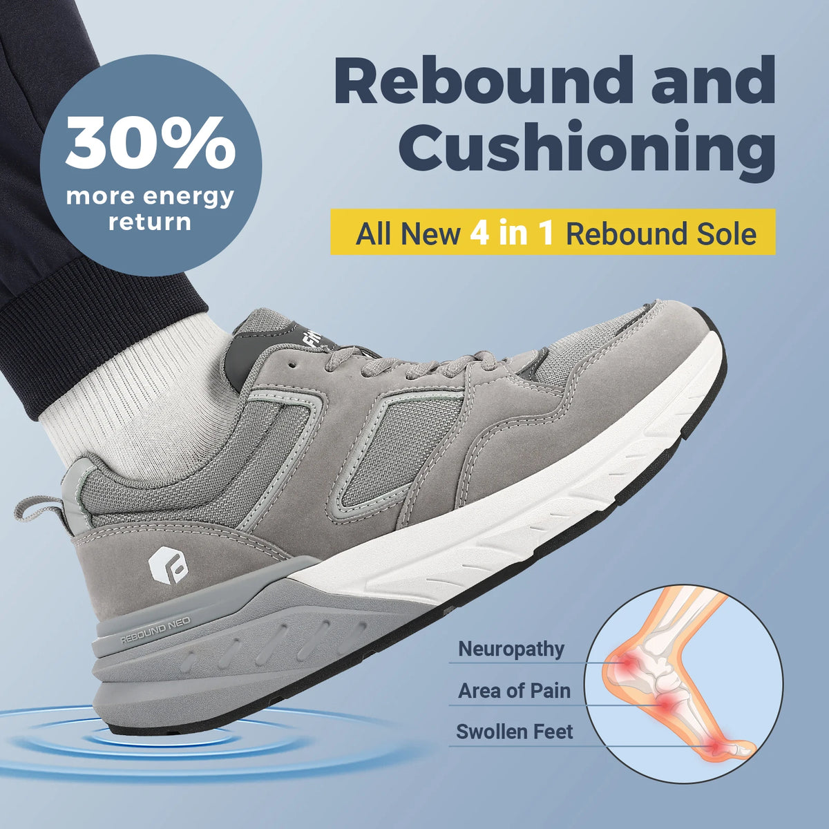 FitVille Newest Running Shoes for Men 4E Wide Width Sneakers with Arch Support for Flat Feet Heel Pain Relief Plantar Fasciitis
