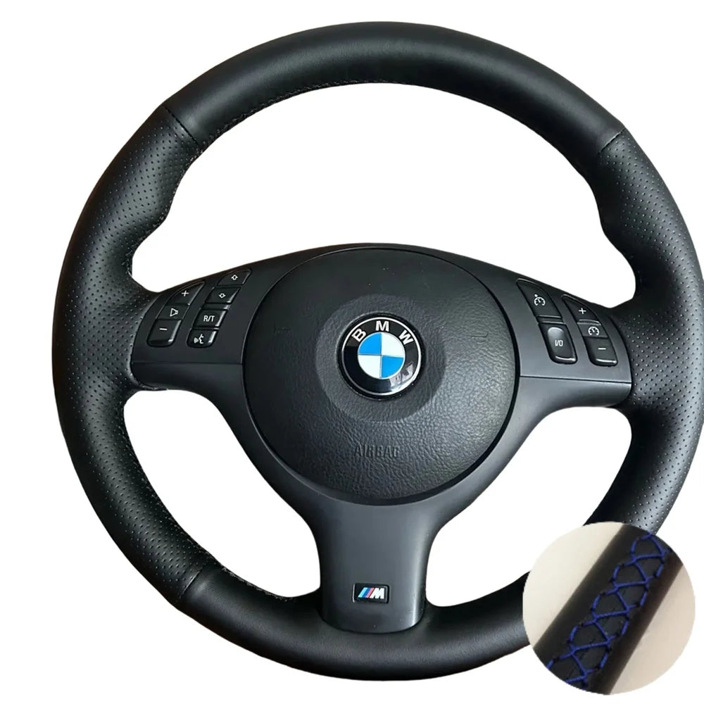 Custom Hand Stitched Microfibre Leather Car Steering Wheel Cover For BMW E46 E39 330i 540i 525i 530i 330Ci M3 2001-2014