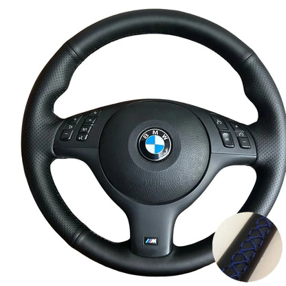 Custom Hand Stitched Microfibre Leather Car Steering Wheel Cover For BMW E46 E39 330i 540i 525i 530i 330Ci M3 2001-2014
