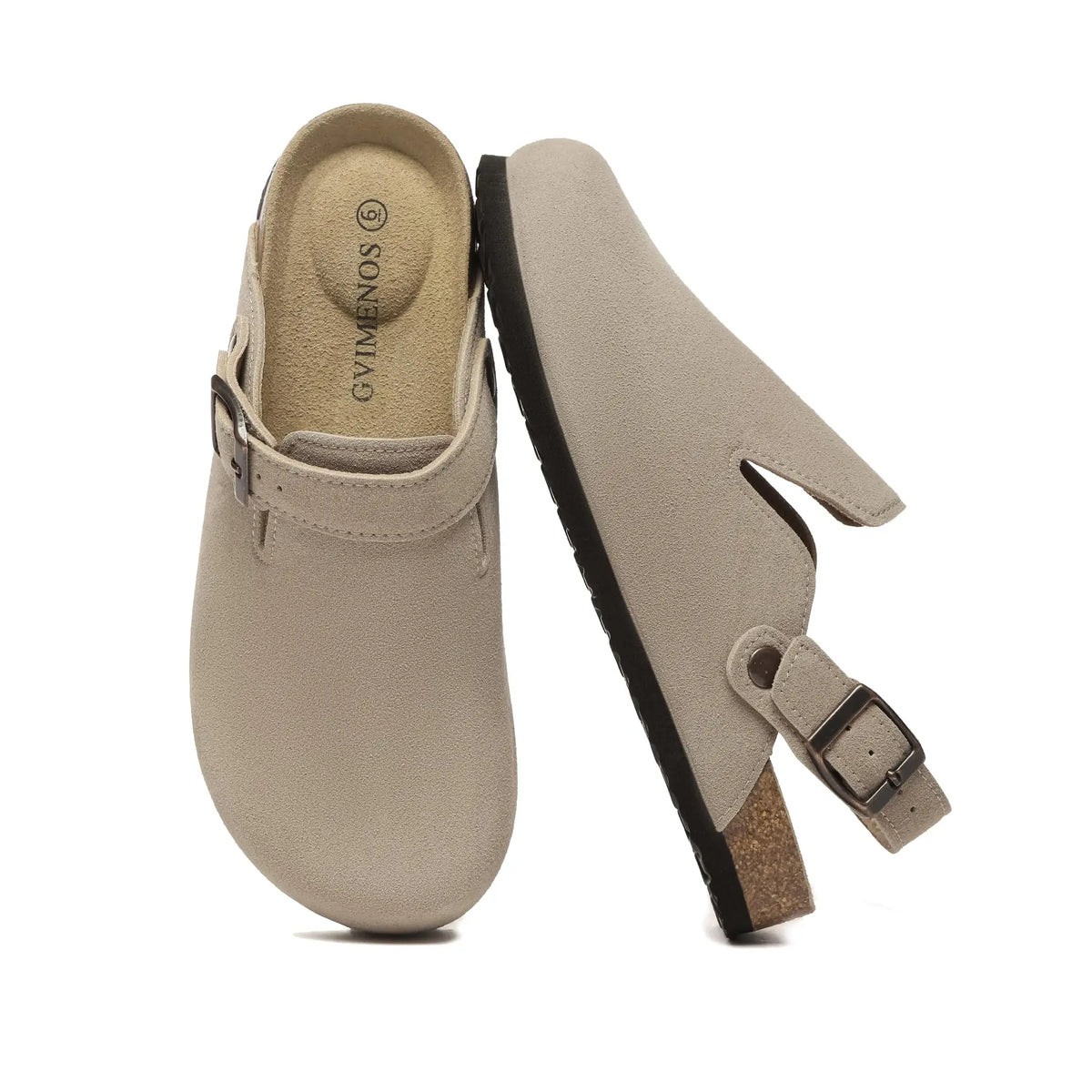 Asgard Women Suede Clogs Genuine Leather Mules Adjustable Buckle with Comfort Cork Footbed and Arch Support Aldult Potato Shoes
