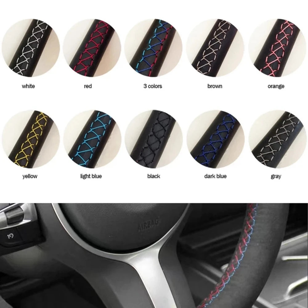 Custom Hand Stitched Microfibre Leather Car Steering Wheel Cover For BMW E46 E39 330i 540i 525i 530i 330Ci M3 2001-2014