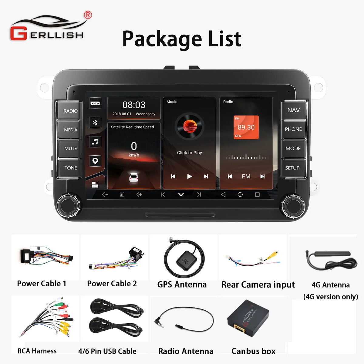 2DIN Android 15 Car Radio for VW Volkswagen Seat Skoda Passat Golf Polo with CarPlay Android Auto Stereo Audio System 7" Display