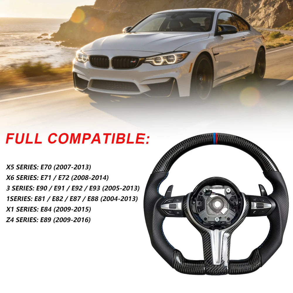 MAXEAGLE For BMW M3 F30 F15 F16 F20 F22 F25 F48 M5 F10 F06 F07 F18 F06 F12 E70 E71 E81 E84 E90 Carbon fiber steering wheel