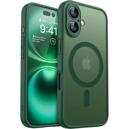 For Magsafe Luxury Armor Shockproof Case For iPhone 17 16 15 14 13 Pro Max Magnetic Wireless Charge Cover Matte Translucent PC