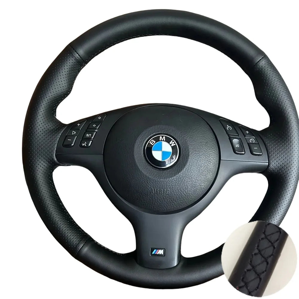 Custom Hand Stitched Microfibre Leather Car Steering Wheel Cover For BMW E46 E39 330i 540i 525i 530i 330Ci M3 2001-2014