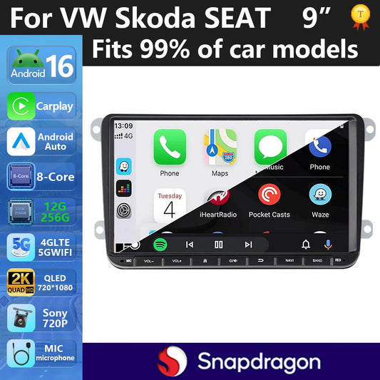 Car Radio Android 16 For Volkswagen Golf 5 6 Polo Passat B6 B7 CC Skoda Jetta Universal Multimedia Carplay Wifi GPS Navigation