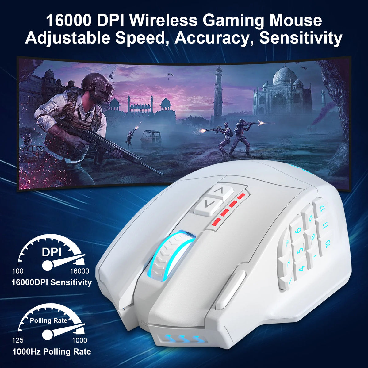 Gamspeed RGB USB 2.4G Wireless Gaming Mouse 16000 DPI 16 buttons Programmable game Optical mice