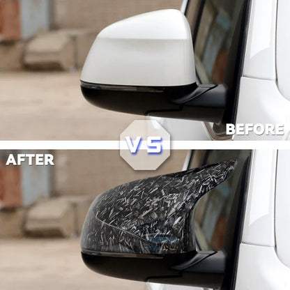 For BMW F25 X3 F26 X4 F15 X5 F16 X6 2014 15-18 Bright Black Caps Carbon Fiber Style Auto Car Rear View Side Mirror Cover Trim