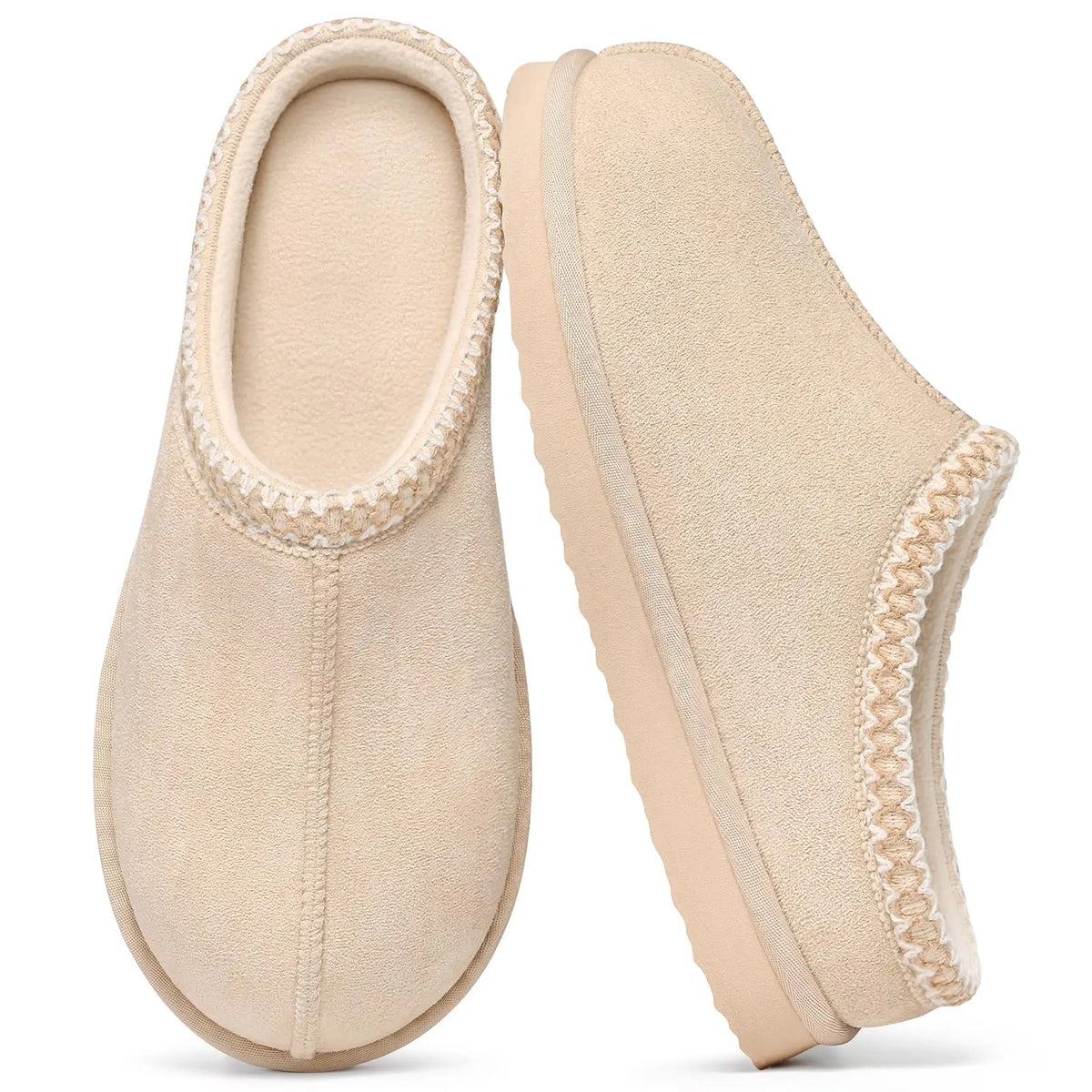 Litfun Classic Faux Suede Slippers for Women Memory Foam Fuzzy House Shoes Cozy and Warm Hard Bottom Indoor Outdoor Cotton Shoes
