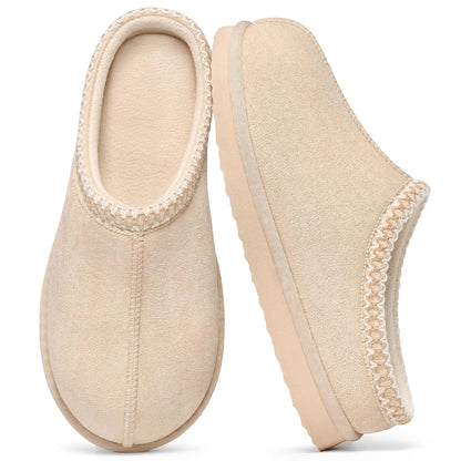 Litfun Classic Faux Suede Slippers for Women Memory Foam Fuzzy House Shoes Cozy and Warm Hard Bottom Indoor Outdoor Cotton Shoes
