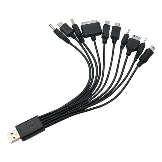 1-12pcs Universal USB To Multi Plug Cell Phone Charger Cable 10 to 1 USB Cable For Samsung Xiaomi Huawei OPPO Vivo Charger Cable