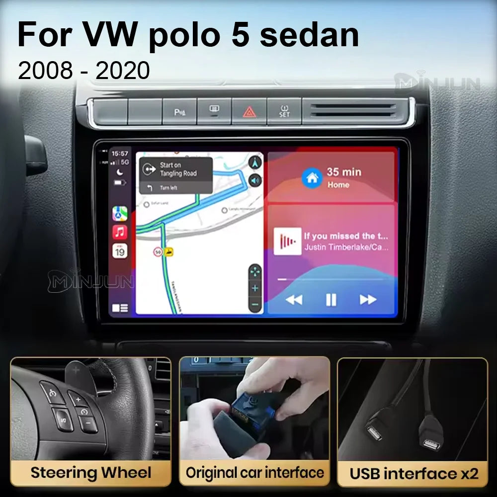 Car Radio Qualcomm Multimedia For VW Volkswagen POLO 5 2008 - 2017 Vento Wireless Carplay Android 16 Auto Car Radio Stereo