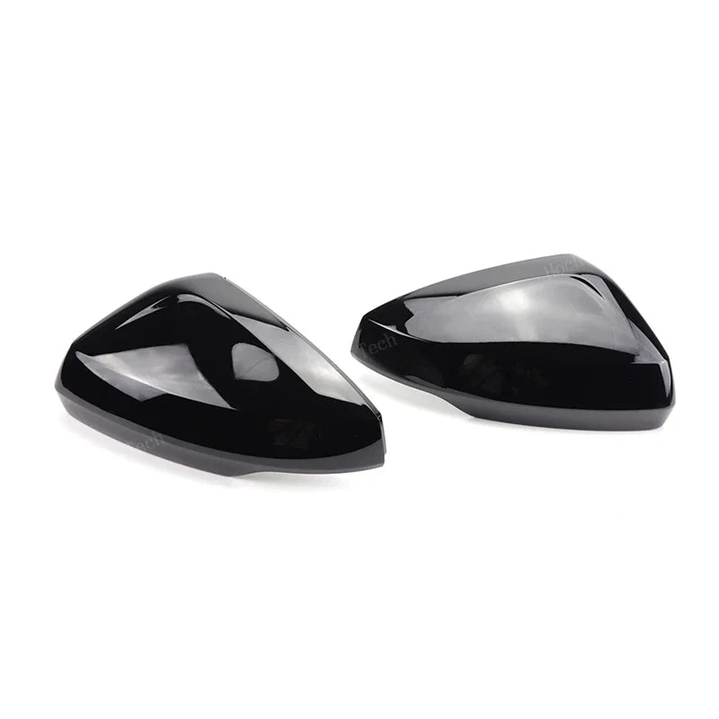Glossy Black Carbon Pattern Rearview Exterior Side Mirror Caps for VW Volkswagen Polo AW BZ 2017-2023 Replacement
