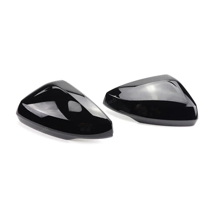 Glossy Black Carbon Pattern Rearview Exterior Side Mirror Caps for VW Volkswagen Polo AW BZ 2017-2023 Replacement