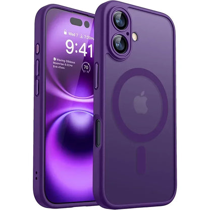 For Magsafe Luxury Armor Shockproof Case For iPhone 17 16 15 14 13 Pro Max Magnetic Wireless Charge Cover Matte Translucent PC