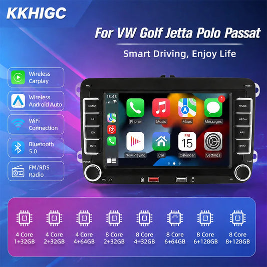7"Car Radio For VW Polo  Golf Jetta Passat Wireless CarPlay Android Auto GPS DSP BT FM AM  Multimedia Player Plug And Play