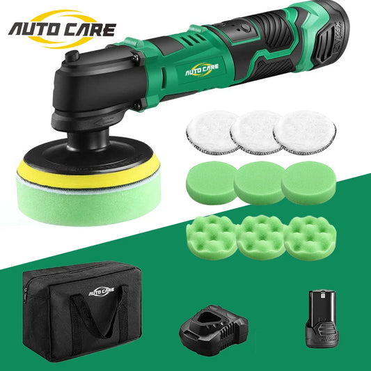 12V Cordless Car Polisher 2.0Ah Lithium Battery Variable 5-Speed Buffer Polishing Machine Kit for Car Waxing Floor Scrubbing
