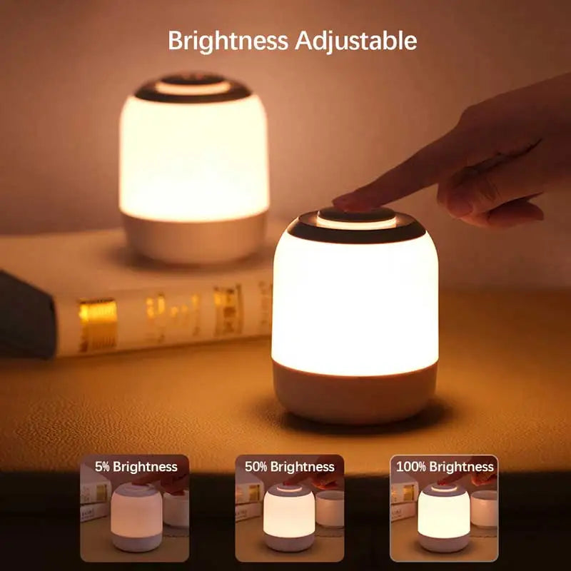 Rechargeable Touch LED Night Light, 3 Color Stepless Dimmable Bedside Lamp, Portable Table Lamp for Bedroom Nursery