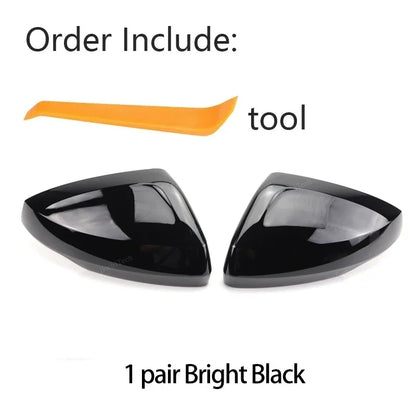 Glossy Black Carbon Pattern Rearview Exterior Side Mirror Caps for VW Volkswagen Polo AW BZ 2017-2023 Replacement