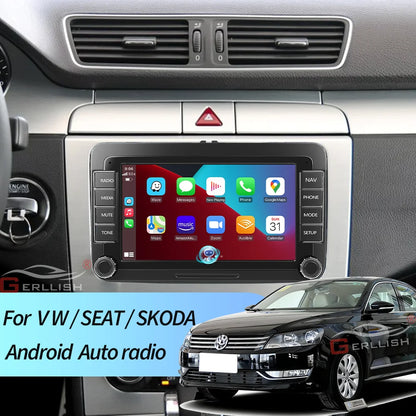2DIN Android 15 Car Radio for VW Volkswagen Seat Skoda Passat Golf Polo with CarPlay Android Auto Stereo Audio System 7" Display