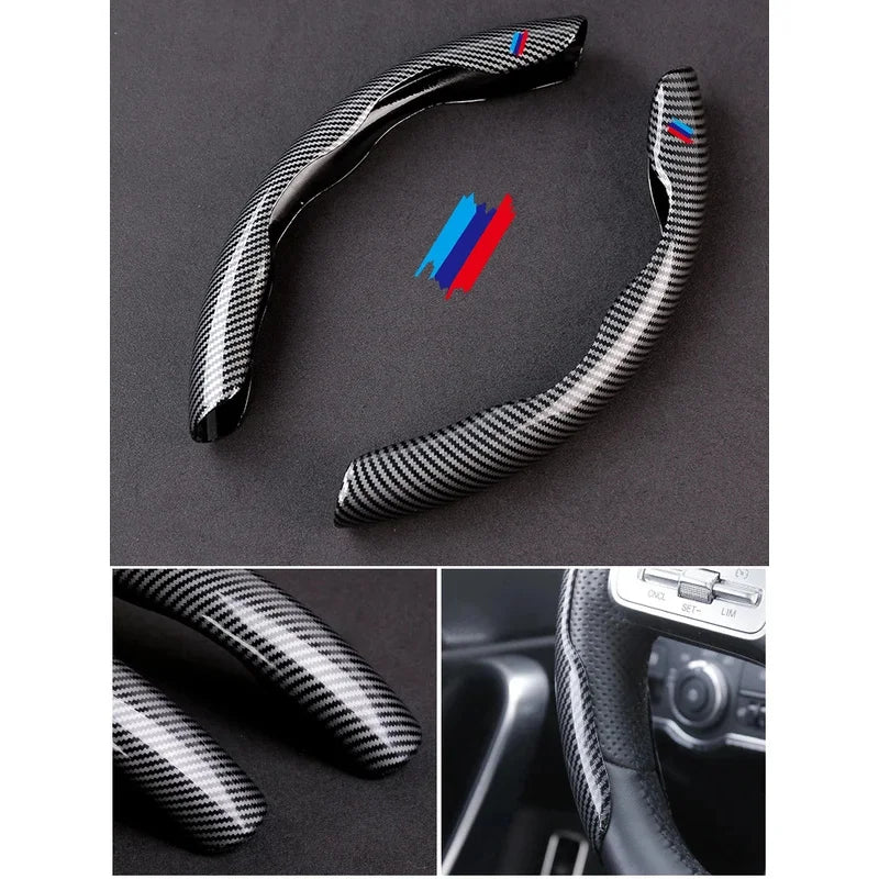 For BMW E46 E72 E82 E92 E64 E70 E87 E90 E91 E60 E52 X1 X2 X3 X4 X5 X6 X7 M3 M4 M5 Car Carbon Fiber Texture Steering Wheel Cover