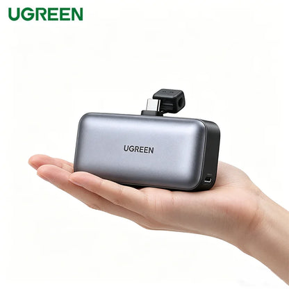 UGREEN 3C Certified Airline Approved Capsule Power Bank 5000mAh 22.5W Fast Charge Portable Mini Plug and Charge for iOS Android