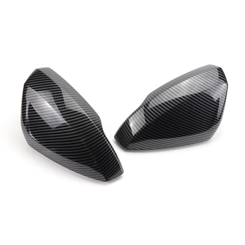 Glossy Black Carbon Pattern Rearview Exterior Side Mirror Caps for VW Volkswagen Polo AW BZ 2017-2023 Replacement
