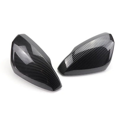 Glossy Black Carbon Pattern Rearview Exterior Side Mirror Caps for VW Volkswagen Polo AW BZ 2017-2023 Replacement
