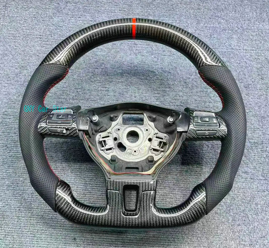 100% Carbon Fiber Leather Steering Wheel For VW Volkswagen Golf 6 MK6 Passat B7 CC