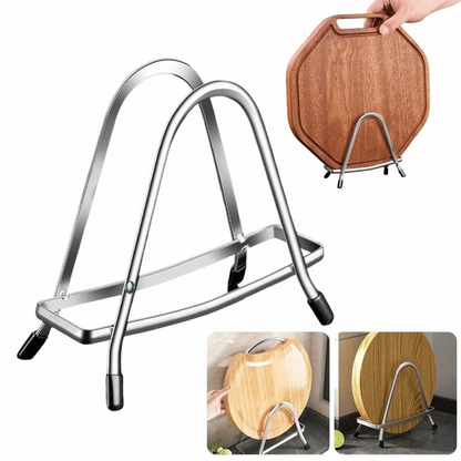 Portable Stainless Steel Cutting Board Holder Thickening Space Saving Pot Lid Stand Rustproof Pan Cover Shelf