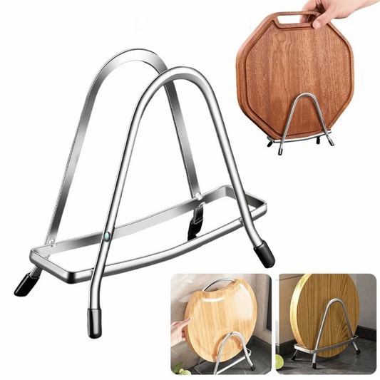 Portable Stainless Steel Cutting Board Holder Thickening Space Saving Pot Lid Stand Rustproof Pan Cover Shelf