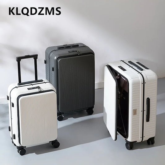 KLQDZMS 20"24 Inch Rolling Suitcase Front Opening Boarding Case Laptop Trolley Case Charging Password Box Cabin Luggage
