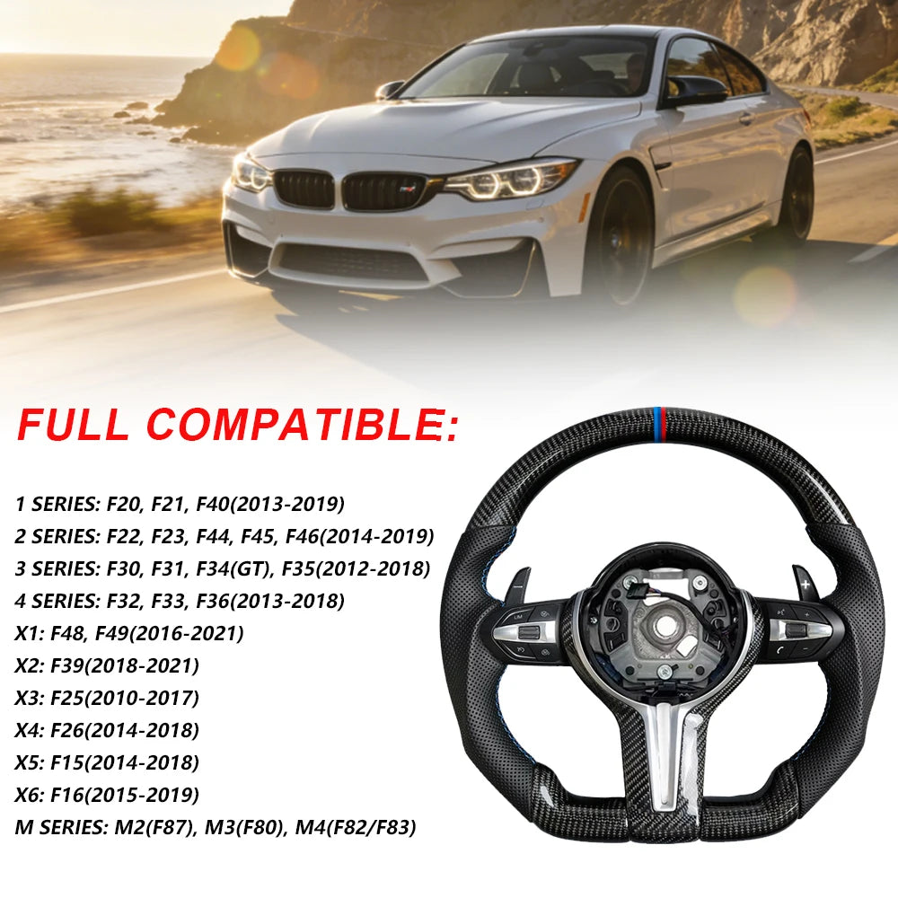 MAXEAGLE For BMW M3 F30 F15 F16 F20 F22 F25 F48 M5 F10 F06 F07 F18 F06 F12 E70 E71 E81 E84 E90 Carbon fiber steering wheel