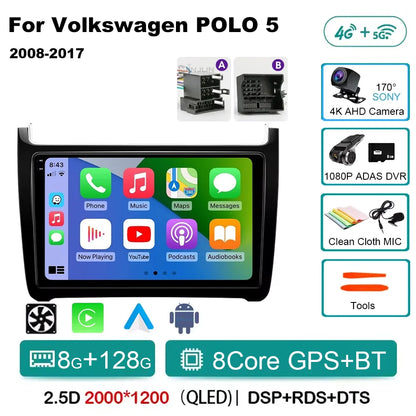 Car Radio Qualcomm Multimedia For VW Volkswagen POLO 5 2008 - 2017 Vento Wireless Carplay Android 16 Auto Car Radio Stereo