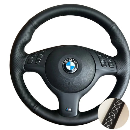 Custom Hand Stitched Microfibre Leather Car Steering Wheel Cover For BMW E46 E39 330i 540i 525i 530i 330Ci M3 2001-2014
