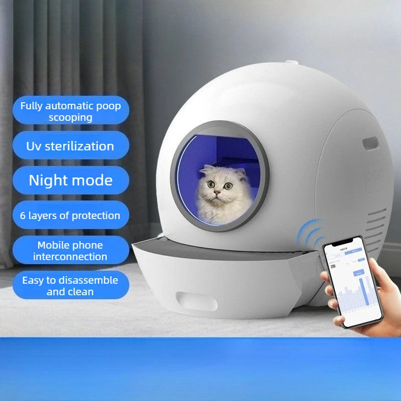 Perfect Large Automatic Cat Litter Box Self Cleaning Smart WIFI Control Anti Splash Anti Tracking Cat Toilet