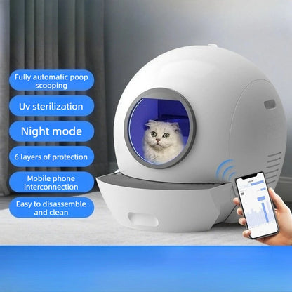 Perfect Large Automatic Cat Litter Box Self Cleaning Smart WIFI Control Anti Splash Anti Tracking Cat Toilet
