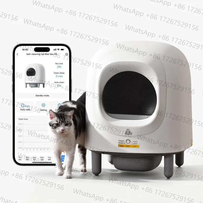 56L Automatic Cat Litter Box Self Cleaning Pet bedpan Remote App Control  Alerts Odor Suppression, Disassembly for Multiple Cats