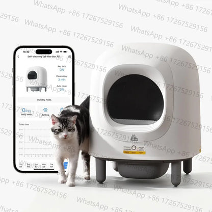 56L Automatic Cat Litter Box Self Cleaning Pet bedpan Remote App Control  Alerts Odor Suppression, Disassembly for Multiple Cats