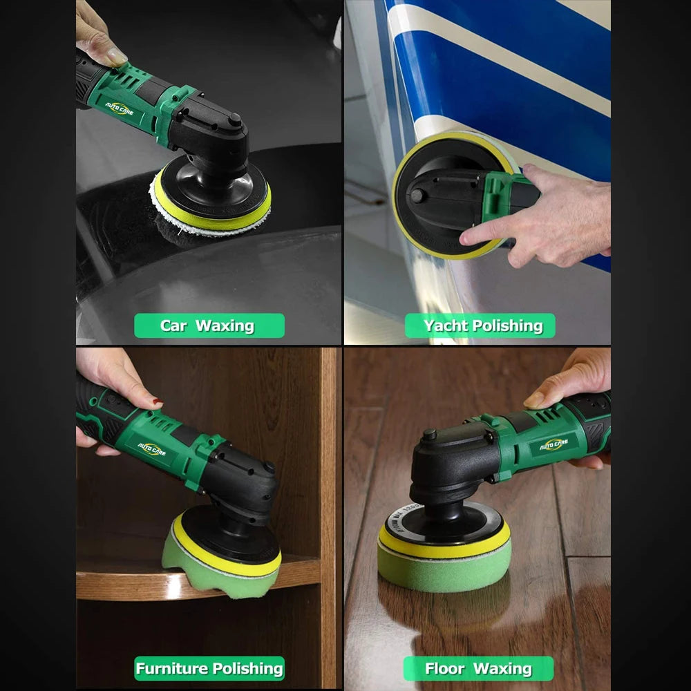 12V Cordless Car Polisher 2.0Ah Lithium Battery Variable 5-Speed Buffer Polishing Machine Kit for Car Waxing Floor Scrubbing