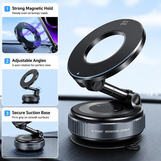 360 Degree Rotation Foldable Universal Mobile Phone Stands Magnetic Vacuum Suction Phones Holder Multi Angle Adjustable Holder