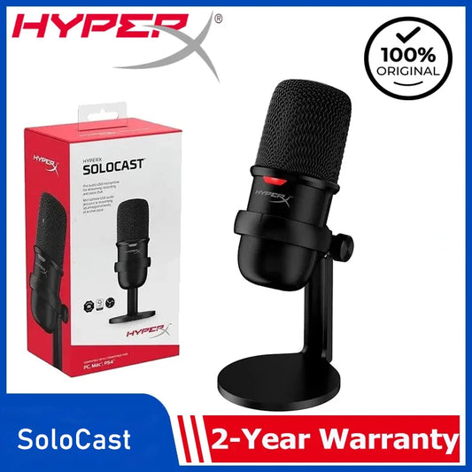 2026 HyperX SoloCast Gaming Microphone Pro Electronic Sports Tap-to-Mute Sensor USB Condenser Gamer Mic for Computer/PC/PS